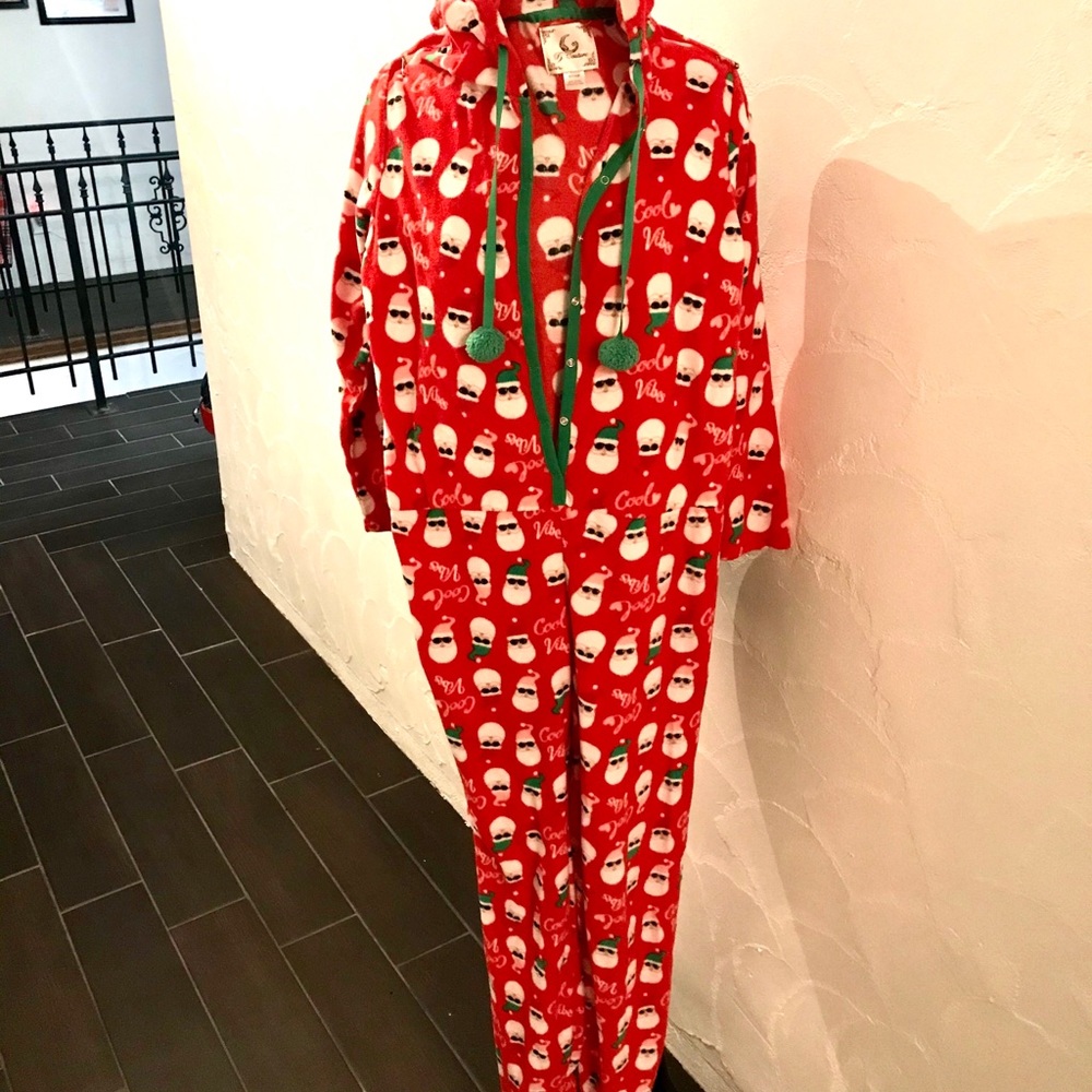 Christmas footed pajamas. Hoodie style!